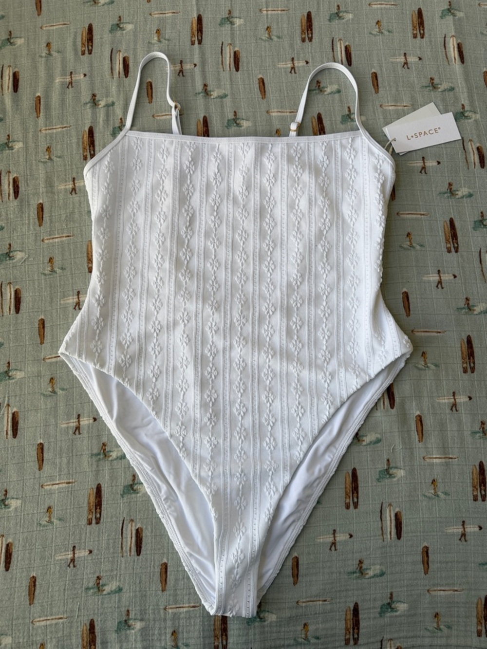 l*space White Textured One-Piece Swimsuit NWT